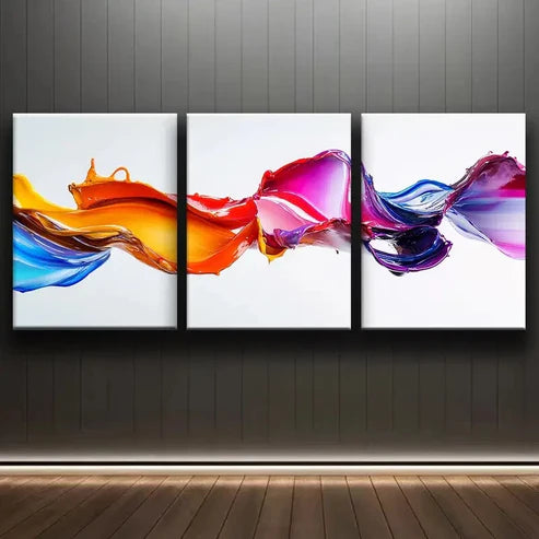 3pcs Colorful Splashes of Liquid Paint Perfect Wall Art Set Canvas Unframed - High Quality Print 100% Australian Made Wall Canvas