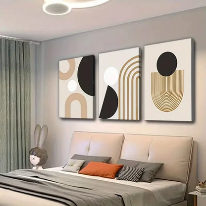 3pcs Abstract Geometric Vertical Oblong Wall Art Set Canvas Framed 40x60cm High Quality Print 100% Australian Made Wall Canvas Ready to Hang