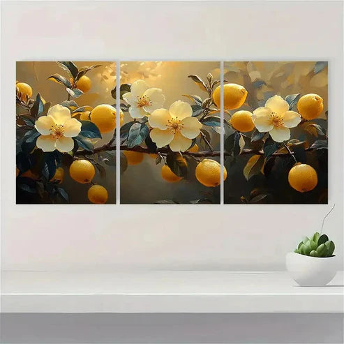 3pcs Lemon Blossom Painting Print RT Wall Art Set Canvas Unframed - High Quality Print 100% Australian Made Wall Canvas