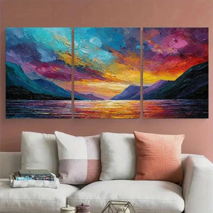 3pcs Mountain Scenery Textured Décor Perfect Wall Art Set Canvas Framed 40x60cm - High Quality Print 100% Australian Made Wall Canvas Ready to Hang