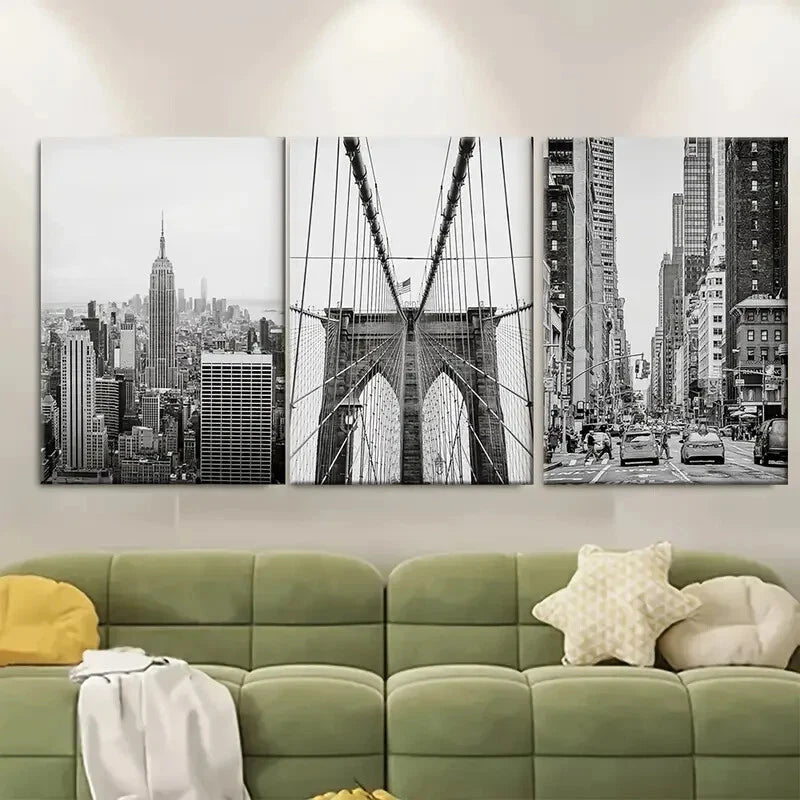 3pcs New York City Manhattan Bridge Metal Print Ready to Hang Art