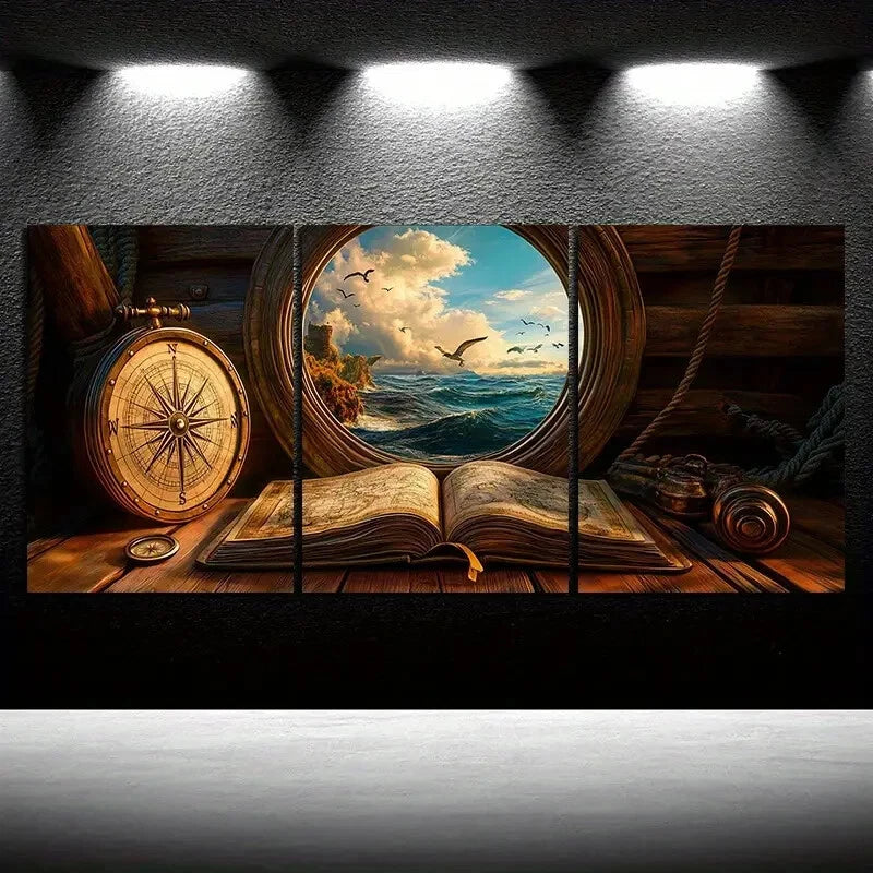 3pcs Clouds Outside the Window Metal Print Ready to Hang Art