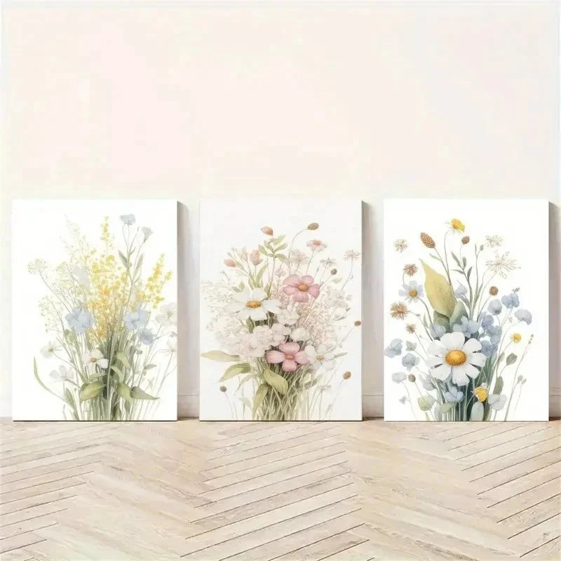 3pcs Wildflower Botanical Decor Metal Print Ready to Hang Art