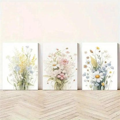3pcs Wildflower Botanical Decor Metal Print Ready to Hang Art
