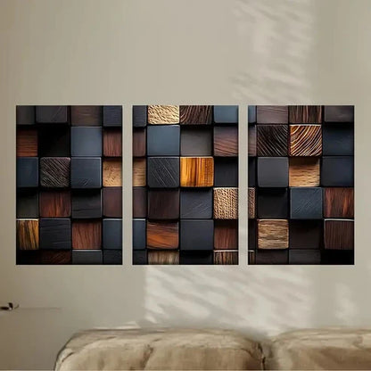 3pcs Wood wallpapers Wall Art Set Canvas Unframed - High Quality Print 100% Australian Made Wall Canvas