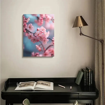 Vibrant Pink Floral Design with Soft Blue Background 40x60cm Metal Print Ready to Hang