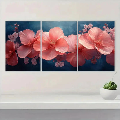 3pcs Pink Musk Flower  Elegant Floral A   Wall Art Set Canvas Framed 40x60cm - High Quality Print 100% Australian Made Wall Canvas Ready to Hang