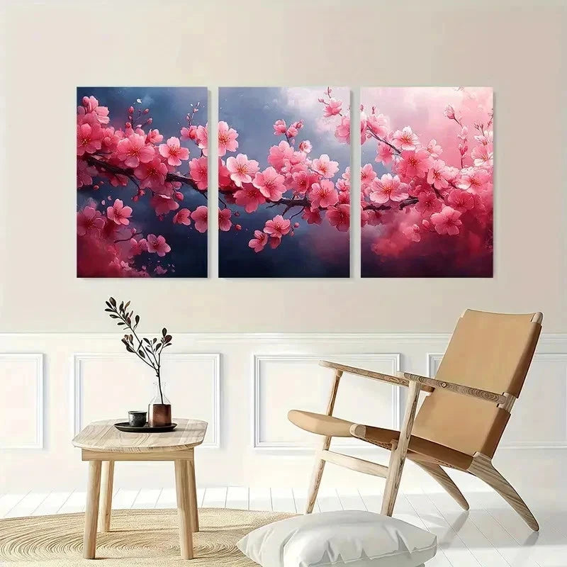 3pcs Sakura Blossom Floral Nature Perfect Wall Art Set Canvas Framed 40x60cm - High Quality Print 100% Australian Made Wall Canvas Ready to Hang