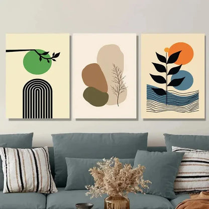 3pcs Abstract 3 Minimalist Modern Green Wall Art Set Canvas Unframed - High Quality Print 100% Australian Made Wall Canvas