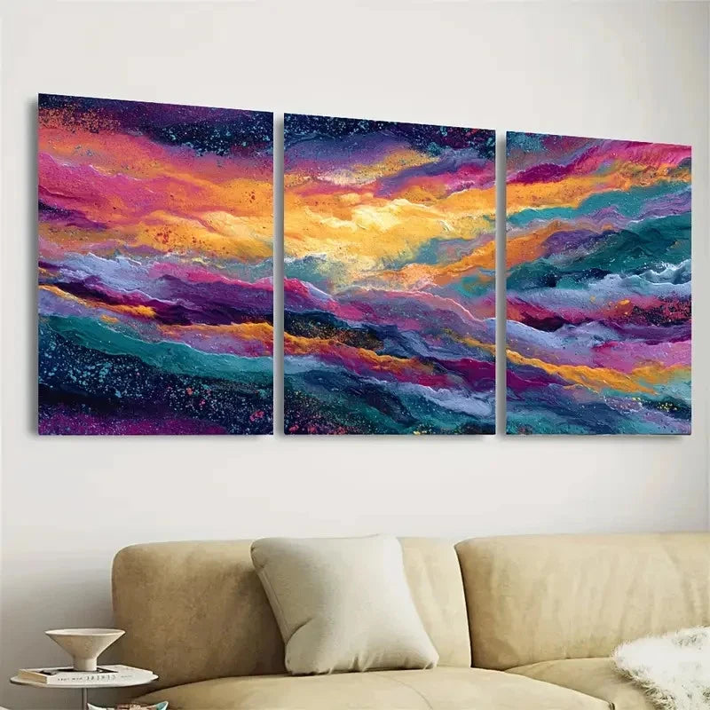 3pcs Cairngorm Mountain Boho Color Wall Art Set Canvas Framed 60x90cm - High Quality Print 100% Australian Made Wall Canvas Ready to Hang
