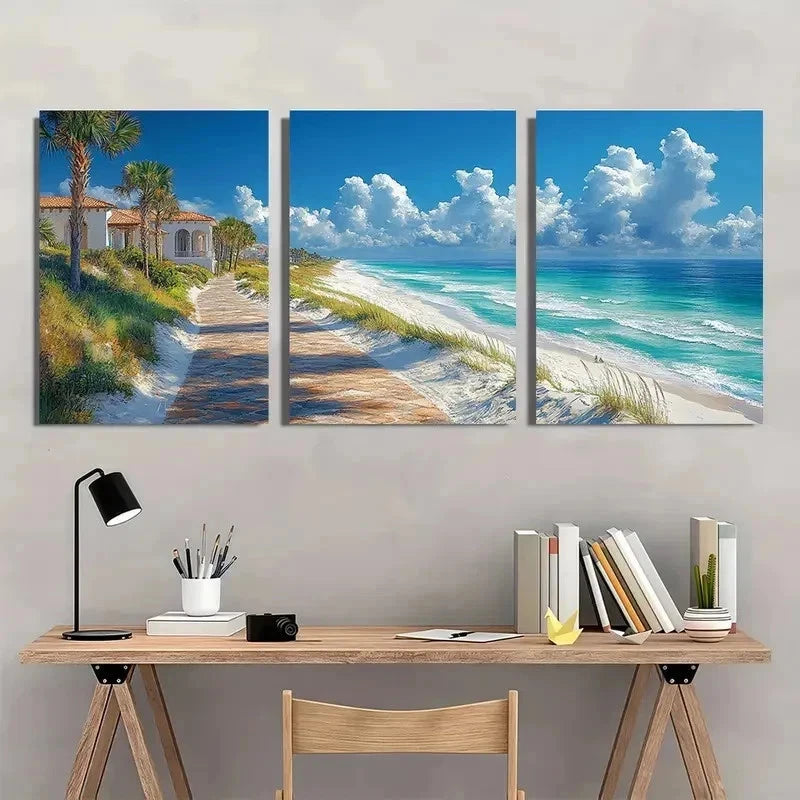 3pcs Alys Beach & Rosemary Beach Scenery Perfect Wall Art Set Canvas Framed 40x60cm - High Quality Print 100% Australian Made Wall Canvas Ready to Hang