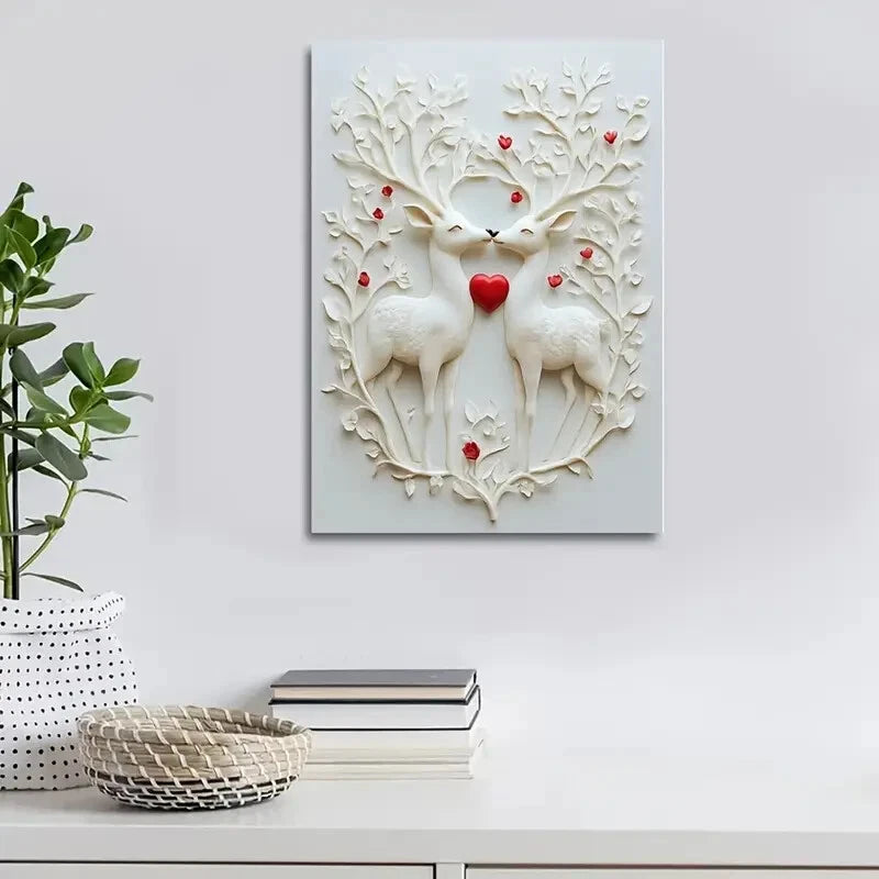 Beautiful Featuring a Romantic Deer Scene 40x60cm Metal Print Ready to Hang