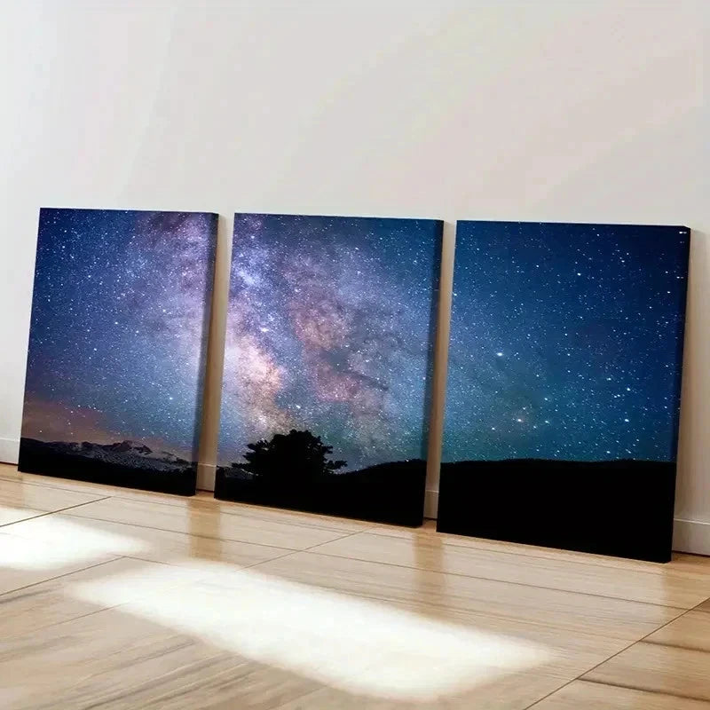 3pcs Milky Way and Starry Sky Modern Wall Art Set Canvas Framed 40x60cm - High Quality Print 100% Australian Made Wall Canvas Ready to Hang