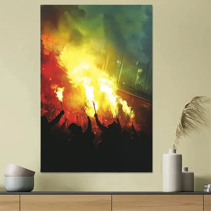 Flame Burning Passion Football Match Poster 40x60cm Metal Print Ready to Hang