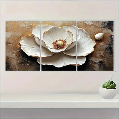 3pcs Textured Abstract Flower Painting TR Wall Art Set Canvas Unframed - High Quality Print 100% Australian Made Wall Canvas