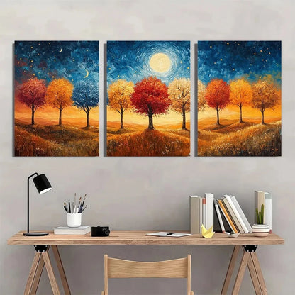 3pcs Vincent Van Gogh Modern Oil Paintings Metal Print Ready to Hang Art