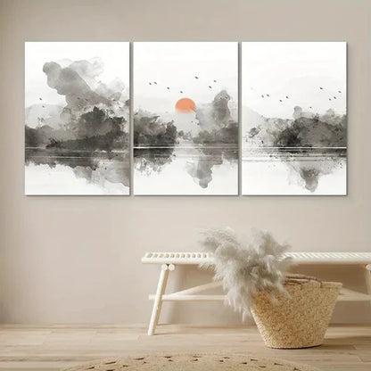 3pcs 3 Pastel Abstract Landscape Modern Wall Art Set Canvas Unframed - High Quality Print 100% Australian Made Wall Canvas