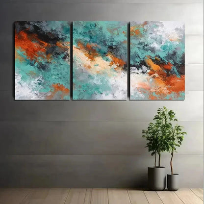 3pcs Abstract Wind Texture Blue & Purple Metal Print Ready to Hang Art