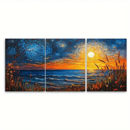 3pcs Night Art Western FU Wall Art Set Canvas Framed 40x60cm - High Quality Print 100% Australian Made Wall Canvas Ready to Hang