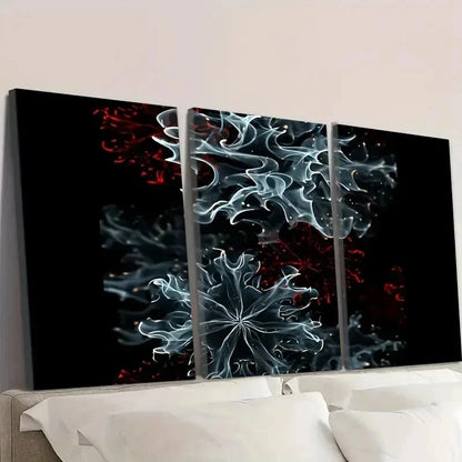 3pcs Abstract Black Red Blue Swirls Wall Art Set Canvas Framed 40x60cm - High Quality Print 100% Australian Made Wall Canvas Ready to Hang