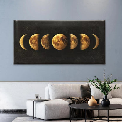 Celestial Lunar Cycle Chart Wall Art Canvas Office Home Room Framed 120x60cm