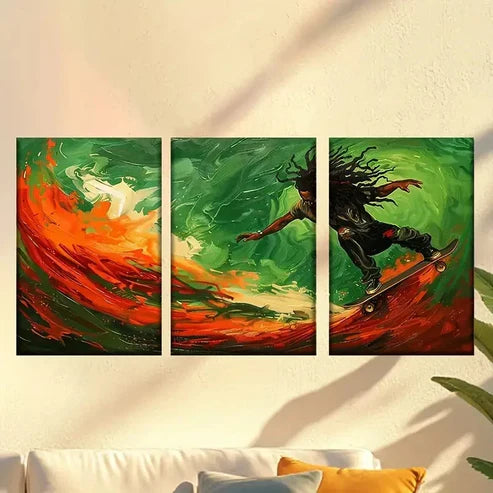 3pcs Colorful Abstract Surfer Wall Art Set Canvas Unframed – High Quality Print 100% Australian Made Wall Canvas