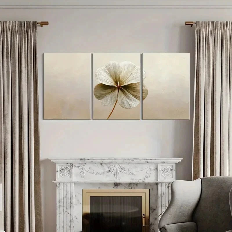 3pcs Abstract Floral Art Elegant Design Soft Metal Print Ready to Hang Art