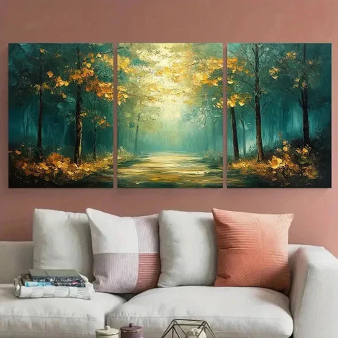 3pcs Green Forest Abstract – Wall Art Canvas Unframed – High Quality Print 100% Australian Made Wall Canvas