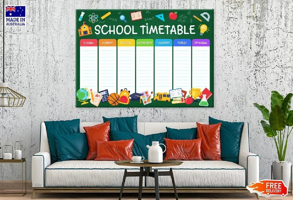 NEW (LAMINATED) Weekly School Timetable (61X91CM) Education CHART PICTURE PRINT
