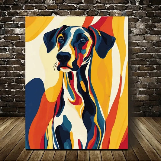 Beautiful Abstract Art Long Dog Pattern Painting  40x60cm Metal Print Ready to Hang