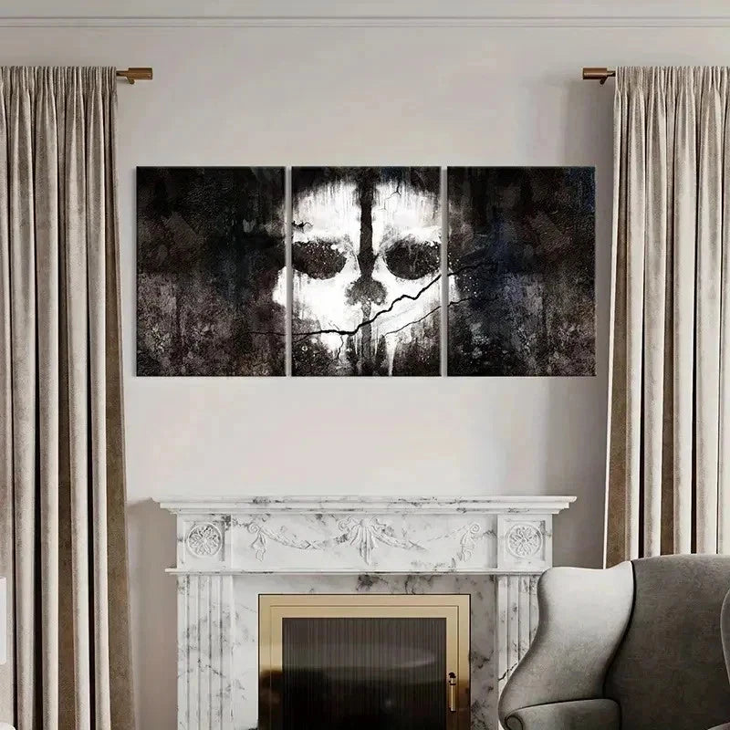 3pcs Game Character Art GHOST Symbol Wall Art Set Canvas Framed 40x60cm - High Quality Print 100% Australian Made Wall Canvas Ready to Hang