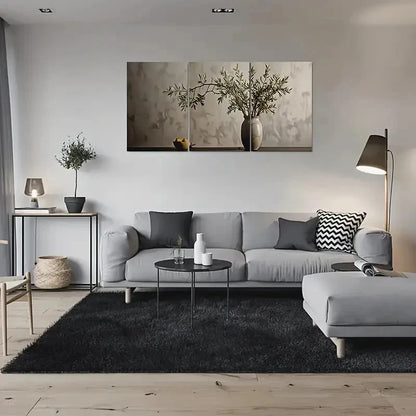 3pcs Nature Olive Branches in Vase Wall Art Set Canvas Framed 40x60cm - High Quality Print 100% Australian Made Wall Canvas Ready to Hang