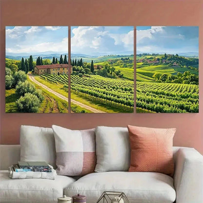 3pcs Tuscany Painting Italian Country Perfect   Wall Art Set Canvas Framed 40x60cm - High Quality Print 100% Australian Made Wall Canvas Ready to Hang