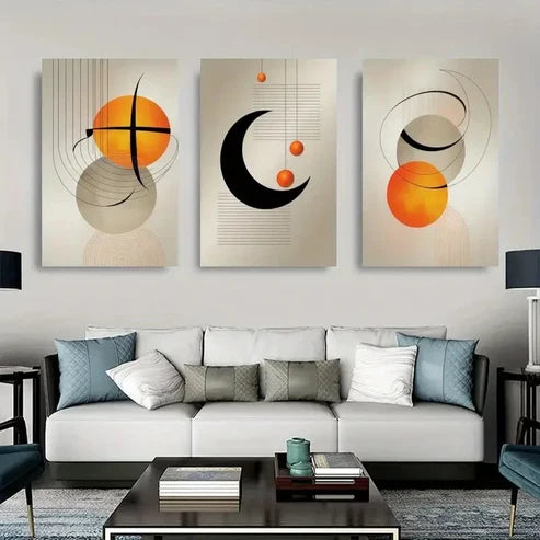 3pcs Abstract Geometric Spheres & Circles Wall Art Canvas Unframed – High Quality Print 100% Australian Made Wall Canvas