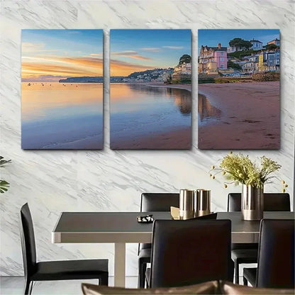 3pcs Meadfoot Beach Scenery Serene Coastal Metal Print Ready to Hang Art
