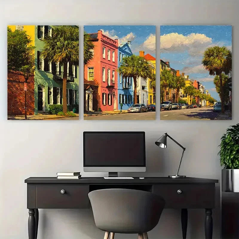 3pcs South Carolina Charleston Décor Perfect Wall Art Set Canvas Framed 40x60cm - High Quality Print 100% Australian Made Wall Canvas Ready to Hang