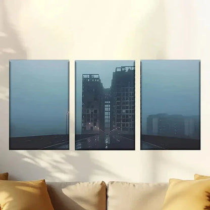 3pcs The City Under Dim Lights Wall Art Set Canvas Unframed – High Quality Print 100% Australian Made Wall Canvas