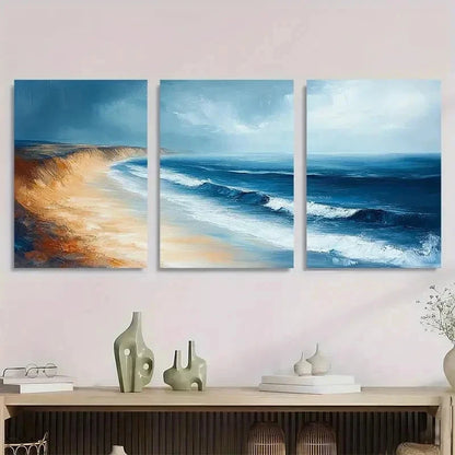 3pcs Ocean Landscape Beach Décor Perfect Wall Art Set Canvas Framed 40x60cm - High Quality Print 100% Australian Made Wall Canvas Ready to Hang
