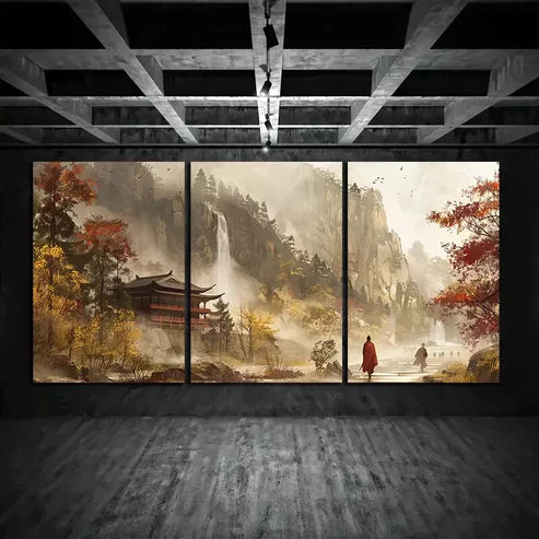 3pcs Chinese Traditional Painting Canvas Framed 60x90cm - High Quality Print 100% Australian Made Wall Canvas Ready to Hang