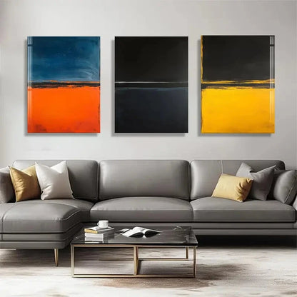 3pcs Modern Geometric Design Color Blocks Metal Print Ready to Hang Art