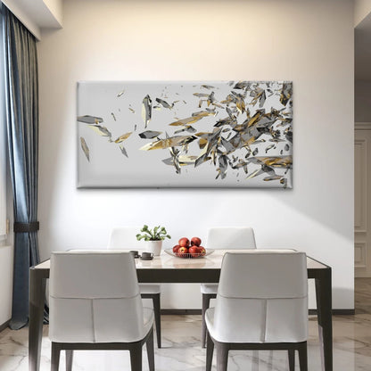 Broken Glass Shards Abstract Wall Art Canvas Office Home Room Framed 120x60cm