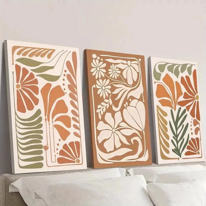 3pcs Abstract Floral Botanical Flowers Wall Art Set Canvas Framed 60x90cm - High Quality Print 100% Australian Made Wall Canvas Ready to Hang