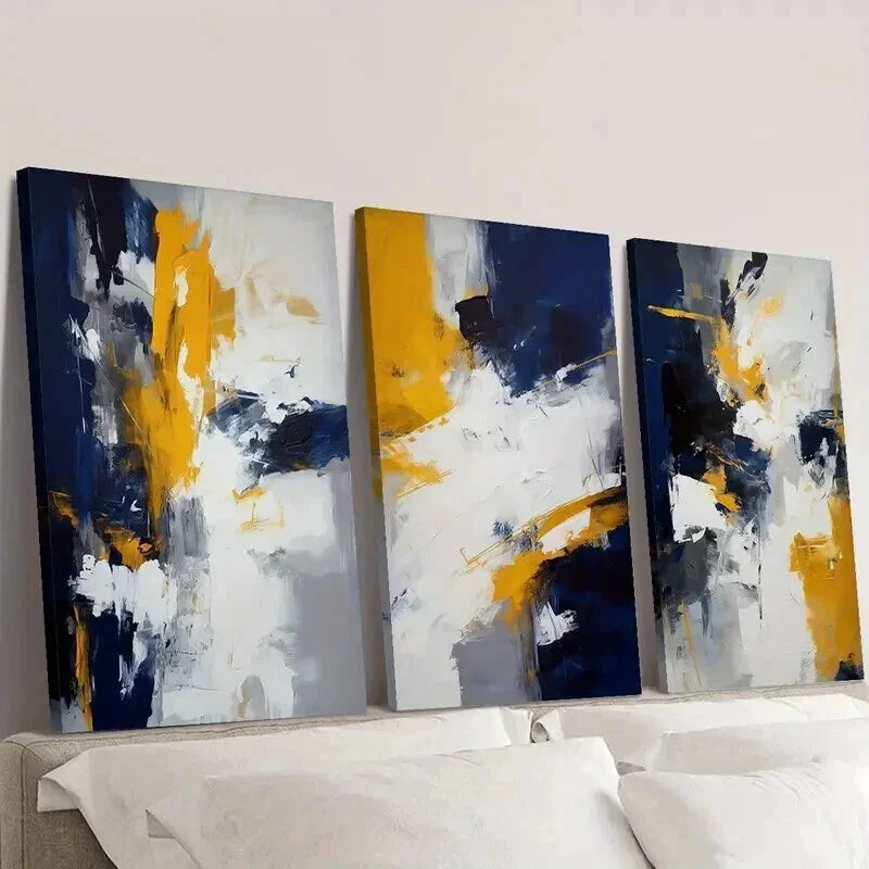 3pcs Classic Geometric Oil Painting Style Wall Art Set Canvas Framed 50x70cm - High Quality Print 100% Australian Made Wall Canvas Ready to Hang