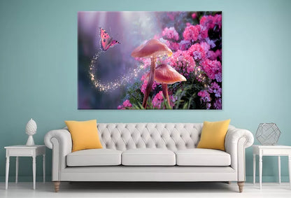 Magical Mushrooms and Butterfly  Wall Art Decor 100% Australian Made