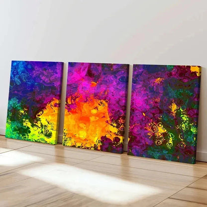 3pcs Vibrant Abstract Watercolor Decor Wall Art Set Canvas Framed 40x60cm - High Quality Print 100% Australian Made Wall Canvas Ready to Hang