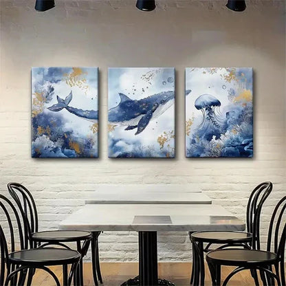 3pcs Mystical Ocean Life Coastal Perfect Wall  Art Set Canvas Unframed - High Quality Print 100% Australian Made Wall Canvas