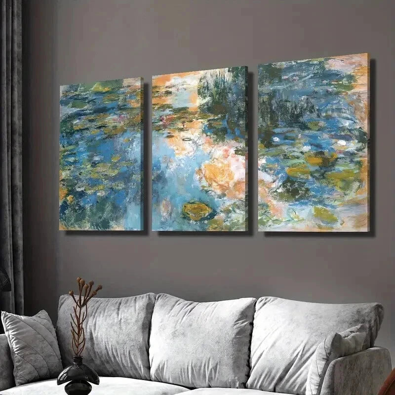 3pcs Abstract Landscape Painting Green Plants Wall Art Set Canvas Framed 40x60cm - High Quality Print 100% Australian Made Wall Canvas Ready to Hang