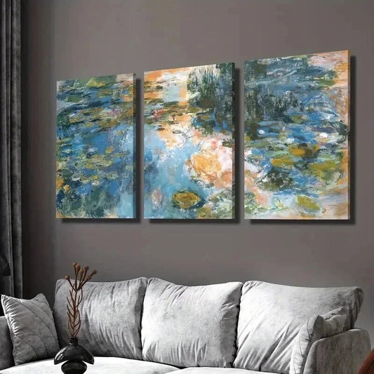 3pcs Abstract Landscape Painting Green Plants Wall Art Set Canvas Framed 40x60cm - High Quality Print 100% Australian Made Wall Canvas Ready to Hang