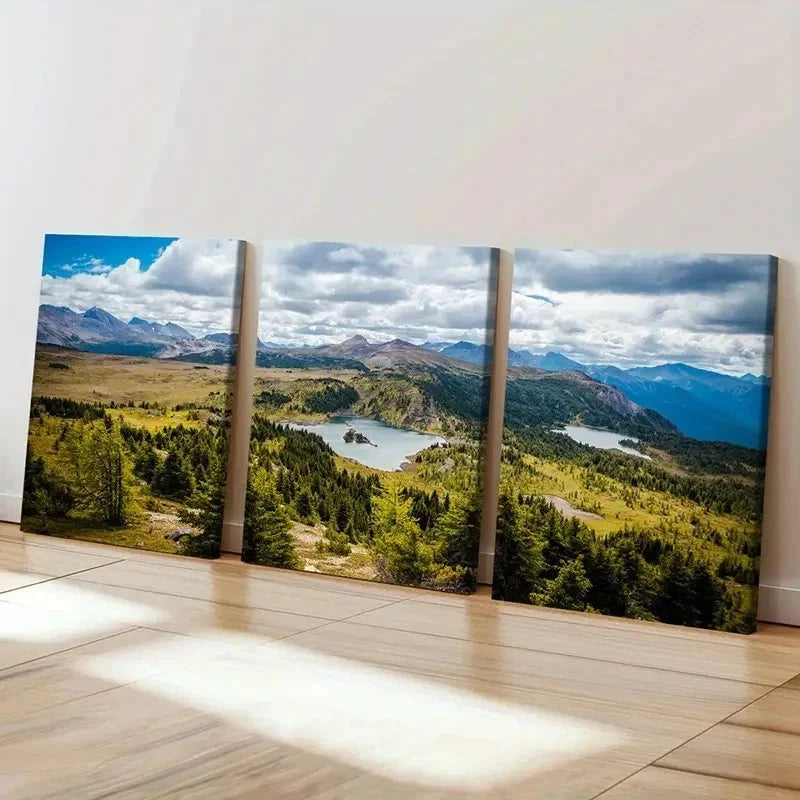 3pcs Mountain Nature Forest & Lake Wall Art Set Canvas Framed 40x60cm - High Quality Print 100% Australian Made Wall Canvas Ready to Hang