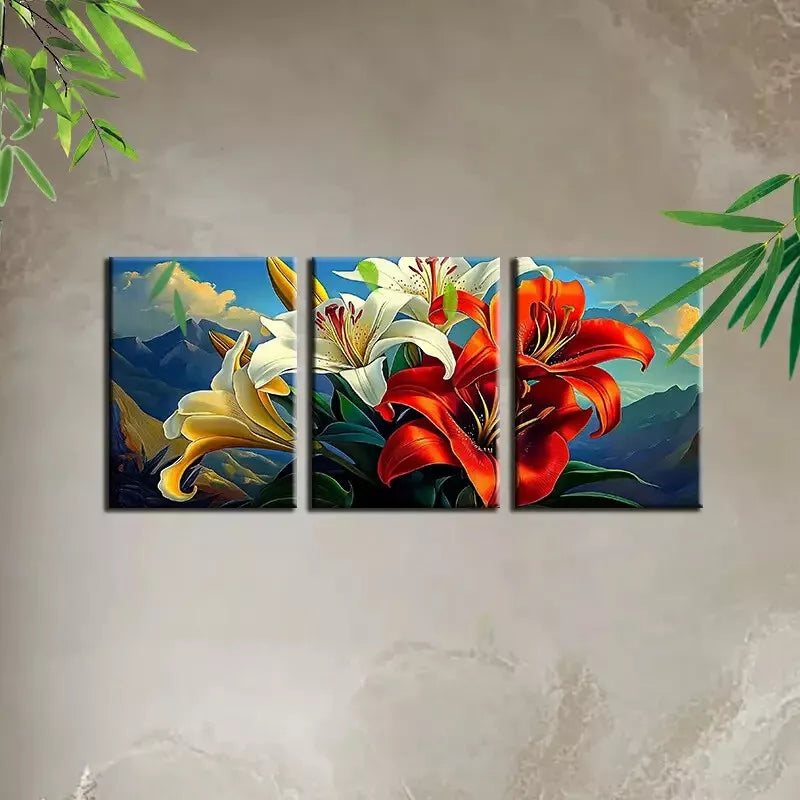 3pcs Charming Abstract Color Modern Florals Mountains Wall Art Set Canvas Framed 50x70cm - High Quality Print 100% Australian Made Wall Canvas Ready to Hang - Bella Home Decor
